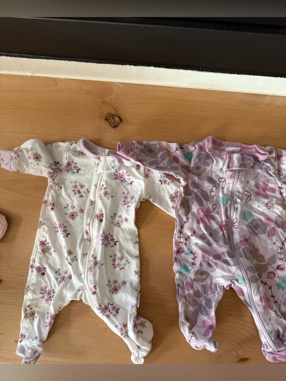 PREMIE Mixed Floral & Animal Baby Footed Sleepers - Pink, White, Purple